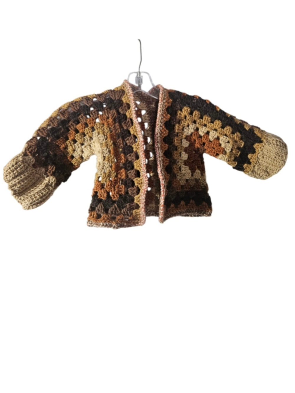 Baby Granny Square Cardigan Handmade Knit Unisex 3M Fall Autumn Wearable Art